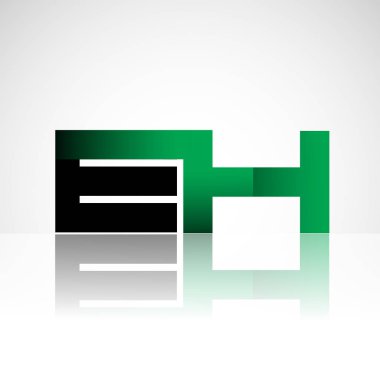 Modern büyük ilk harfler ha ve yeşil ve siyah renkli, izole beyaz arka plan basit logo bağlı. Şirket kimliği için vektör tasarımı.
