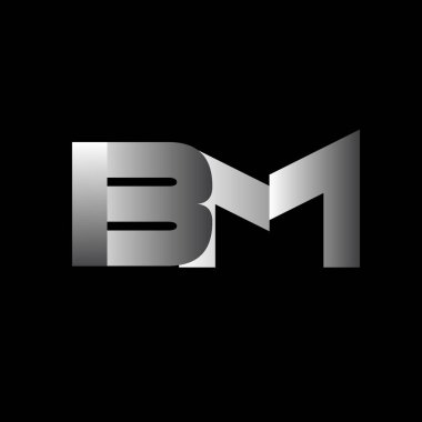 İlk harfleri bm büyük modern ve basit logosu beyaz renkli, izole siyah arka plan bağlı. Vektör tasarım şablonu öğeleri şirket kimliği için.