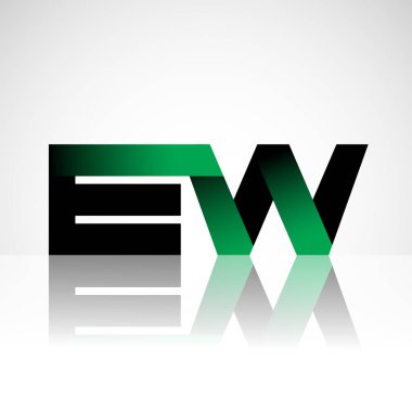 Başlangıç harfi ew büyük modern ve basit logo yeşil ve siyah renkli, izole beyaz zemin bağlı. Şirket kimliği için vektör tasarımı.