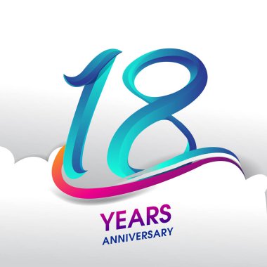 18 yıl yıldönümü kutlama logosu, Doğum günü vektör tasarımı