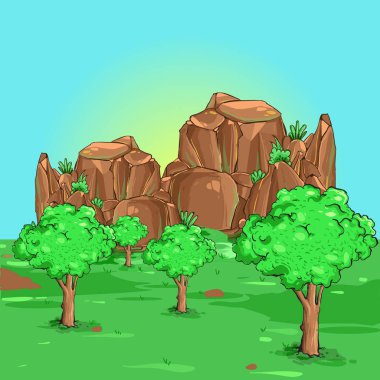 yeşil çim ve izole cliff manzara arka plan afiş