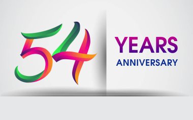 54 yıldönümü kutlama logosu, beyaz arka plan üzerinde izole renkli tasarım logo vektör öğeleri için kutluyor 99 Doğum günü partisi.