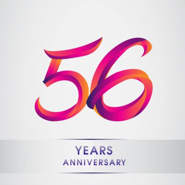 56 yıl yıldönümü kutlama logo renkli tasarım, Doğum günü logosu beyaz arka plan üzerinde