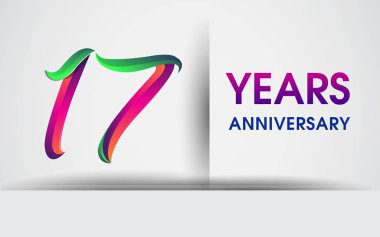 17 yıldönümü kutlama logosu, beyaz arka plan üzerinde izole renkli tasarım logo vektör öğeleri için kutluyor 99 Doğum günü partisi.