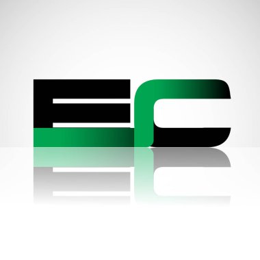 Başlangıç harfi ec büyük modern ve yeşil ve siyah renkli, izole beyaz arka plan basit logo bağlı. Şirket kimliği için vektör tasarımı.