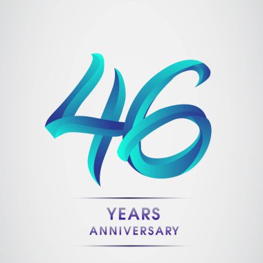 46 yıl yıldönümü kutlama logo mavi renkli izole üzerinde beyaz arka plan. 98 Doğum günü logosu için davetiye, afiş ve tebrik kartı