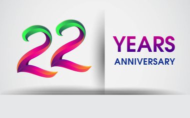 22 yıldönümü kutlama logosu, beyaz arka plan üzerinde izole renkli tasarım logo vektör öğeleri için kutluyor 99 Doğum günü partisi.