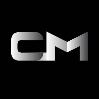 İlk harf cm büyük modern ve basit logosu beyaz renkli, izole siyah arka plan bağlı. Vektör tasarım şablonu öğeleri şirket kimliği için.