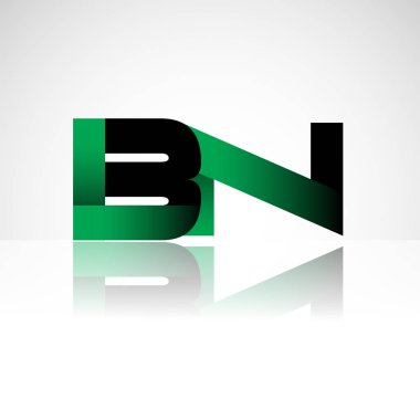 Başlangıç harfi bn büyük modern ve yeşil ve siyah renkli, izole beyaz arka plan basit logo bağlı. Şirket kimliği için vektör tasarımı.