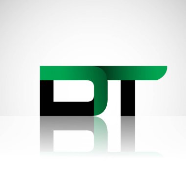 Başlangıç harfi dt büyük modern ve basit logo yeşil ve siyah renkli, izole beyaz zemin bağlı. Şirket kimliği için vektör tasarımı.