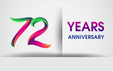 72 yıldönümü kutlama logosu, beyaz arka plan üzerinde izole renkli tasarım logo vektör öğeleri için kutluyor 99 Doğum günü partisi.