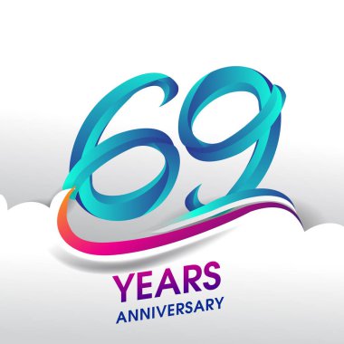 69 yıl yıldönümü kutlama logosu, Doğum günü vektör tasarımı