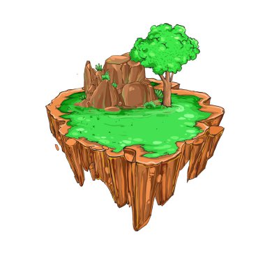 yeşil çim ve izole cliff manzara arka plan afiş