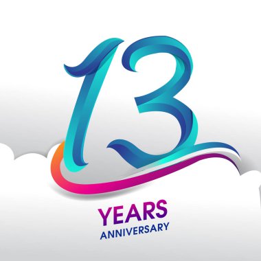 13 yıl yıldönümü kutlama logosu, Doğum günü vektör tasarımı