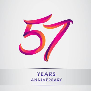 57 yıl yıldönümü kutlama logo renkli tasarım, Doğum günü logosu beyaz arka plan üzerinde
