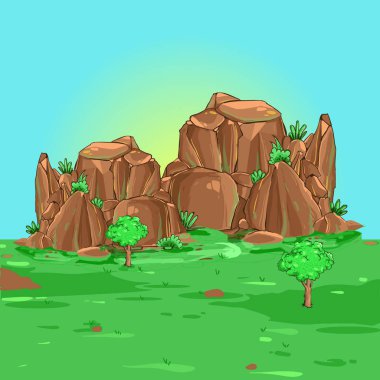 yeşil çim ve izole cliff manzara arka plan afiş