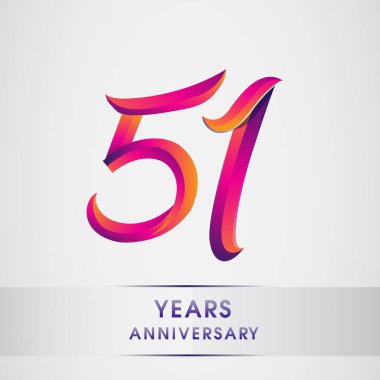 51th yıl yıldönümü kutlama logo renkli tasarım, Doğum günü logosu beyaz arka plan üzerinde