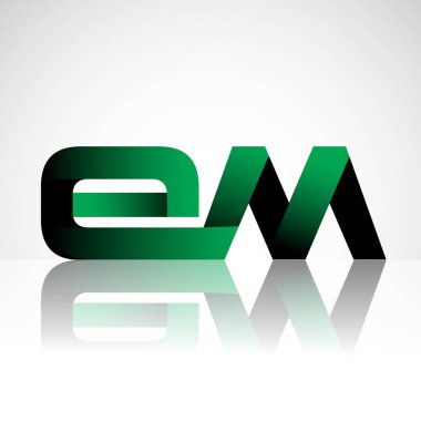 İlk harf em büyük modern ve yeşil ve siyah renkli, izole beyaz arka plan basit logo bağlı. Şirket kimliği için vektör tasarımı.