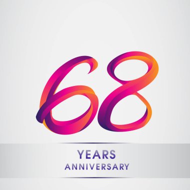 68 yıl yıldönümü kutlama logo renkli tasarım, Doğum günü logosu beyaz arka plan üzerinde