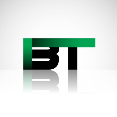 Başlangıç harfi bt büyük modern ve basit logo yeşil ve siyah renkli, izole beyaz zemin bağlı. Şirket kimliği için vektör tasarımı.