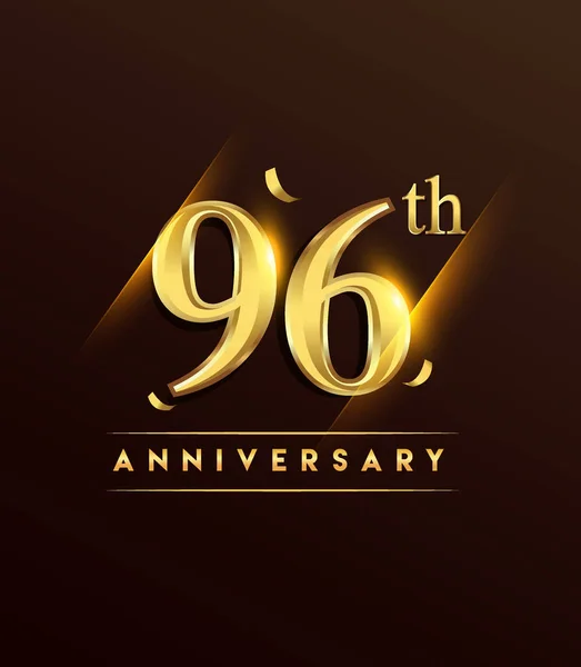 96周年纪念发光的标识与五彩纸屑金色的黑色背景 贺卡和邀请卡的矢量设计 — 图库矢量图片