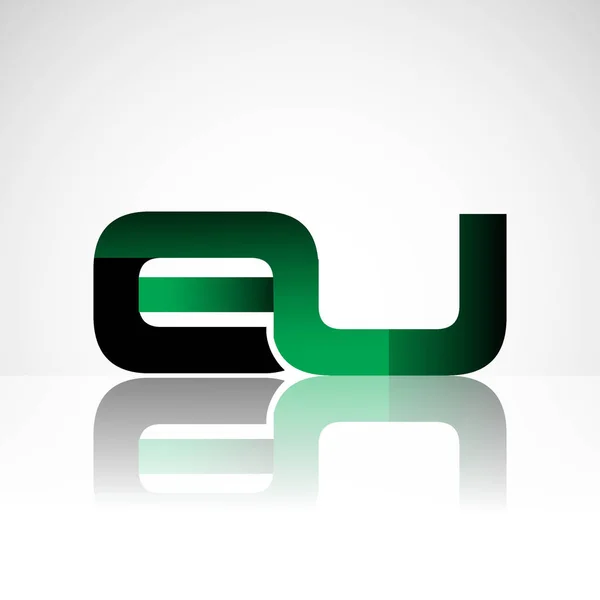 Letras Iniciales Uppercase Logo Moderno Simple Vinculado Verde Negro Aislado — Archivo Imágenes Vectoriales