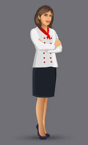 Illustration Femme Chef Figure Dessin Animé Femme Chef Présenté Menu — Image vectorielle