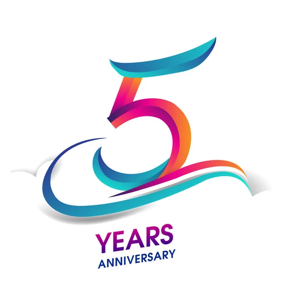 Logotipo Celebración Aniversario Azul Rojo Logo Cumpleaños Sobre Fondo Blanco — Vector de stock