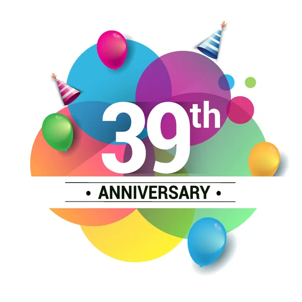 Años Logotipo Aniversario Diseño Vectorial Celebración Cumpleaños Con Colorido Geométrico — Vector de stock