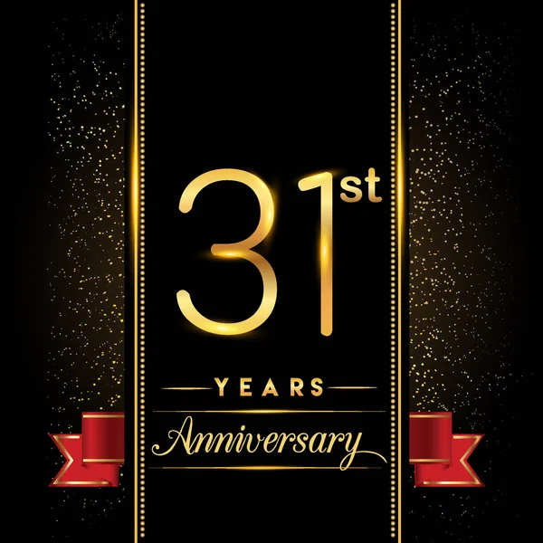 Logotipo Celebración Del Aniversario Logo Aniversario Con Confeti Color Dorado — Vector de stock