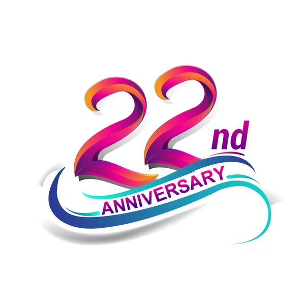 Aniversario Celebración Logotipo Azul Rojo Color Noventa Nueve Años Logotipo — Vector de stock