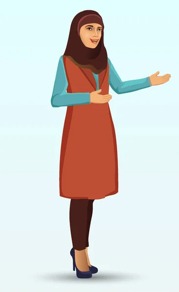 Jovem Mulher Bonita Usa Hijab Ilustração Vetorial Isolada Sobre Fundo —  Vetores de Stock