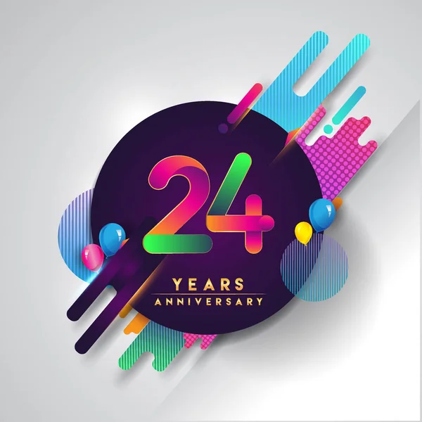 周年記念ロゴとカラフルな抽象的な背景ベクトル招待カードとポスターのデザイン テンプレート要素あなたの誕生日のお祝い — ストックベクタ