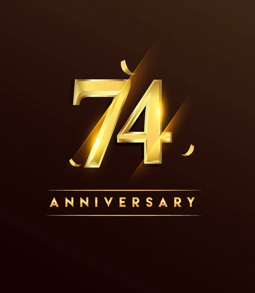 Aniversário Logotipo Brilhante Com Confete Dourado Isolado Fundo Escuro Design — Vetor de Stock