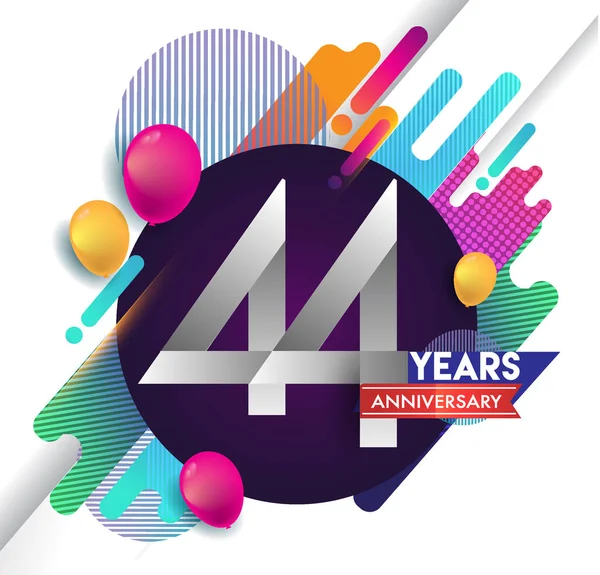 44 yıl yıldönümü logosu ile renkli arka plan, tasarım şablonu öğeleri için davetiye ve afiş, Doğum günü kutlaması vektör.