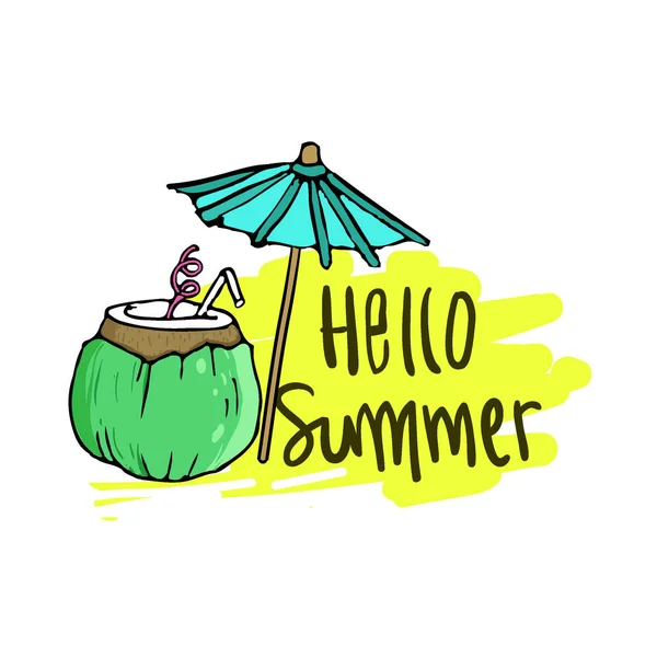 Fundo Verão Logotipo Desenhado Mão Elementos Design Para Férias Verão —  Vetores de Stock