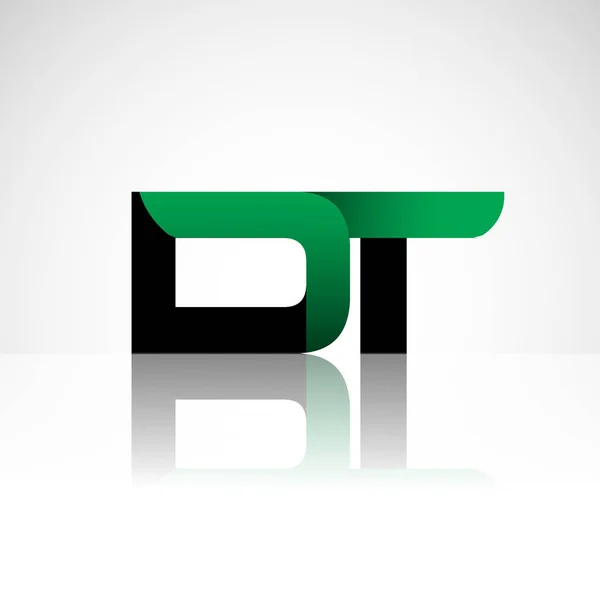 Lettere Iniziali Maiuscole Logo Moderno Semplice Collegato Colore Verde Nero — Vettoriale Stock