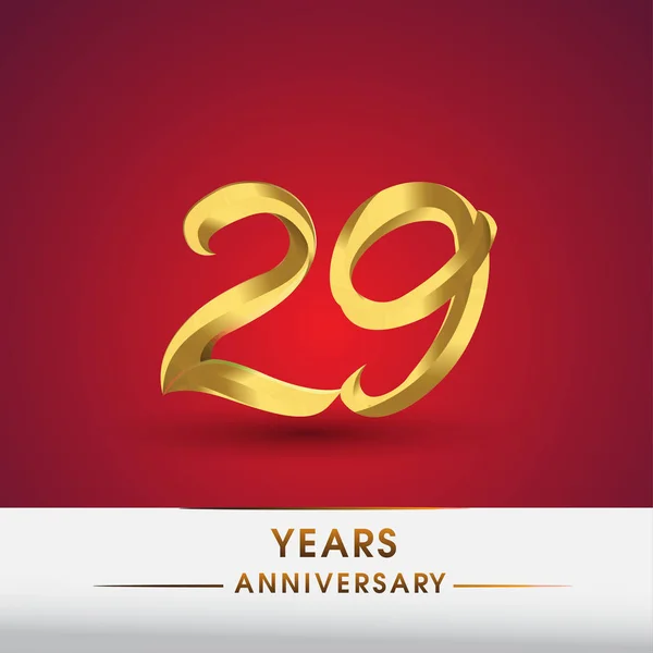 周年記念を祝って ロゴタイプ金色の分離の赤背景 — ストックベクタ