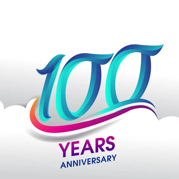 100 Years Anniversary Celebration Logo Birthday Vector Design — Stock Vector