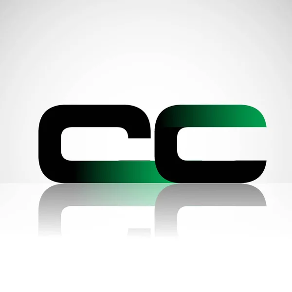 Letras Iniciais Maiúsculas Logotipo Moderno Simples Ligados Cor Verde Preto — Vetor de Stock
