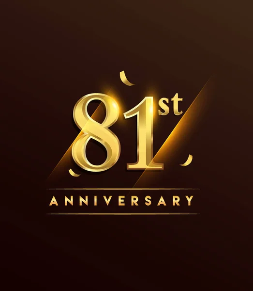 Gloeiende Logo Van Verjaardag Met Gouden Confetti Gekleurd Geïsoleerd Een — Stockvector