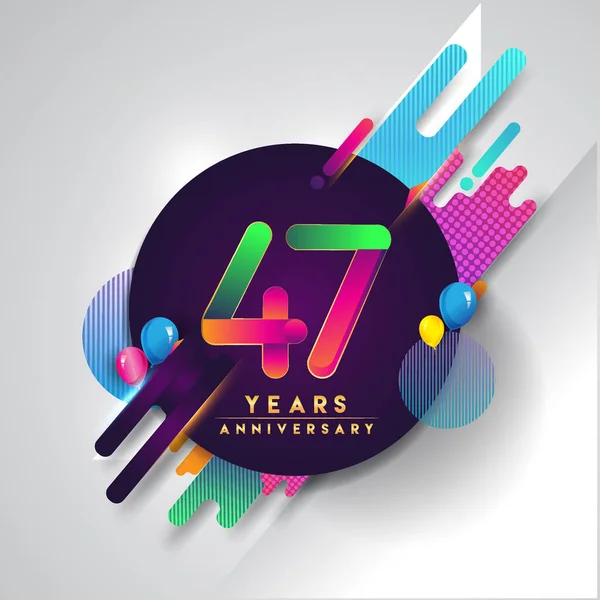 Jahrestag Logo Mit Bunten Abstrakten Hintergrund Vektor Design Template Elemente — Stockvektor