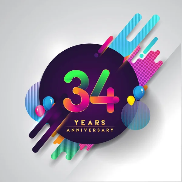 Logo Aniversario Con Fondo Abstracto Colorido Elementos Plantilla Diseño Vectorial — Archivo Imágenes Vectoriales