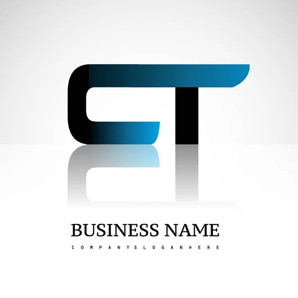 Letra Inicial Mayúsculas Logotipo Moderno Simple Vinculado Color Azul Negro — Vector de stock