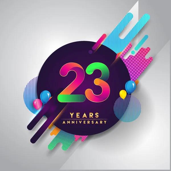 周年記念ロゴとカラフルな抽象的な背景ベクトル招待カードとポスターのデザイン テンプレート要素あなたの誕生日のお祝い — ストックベクタ