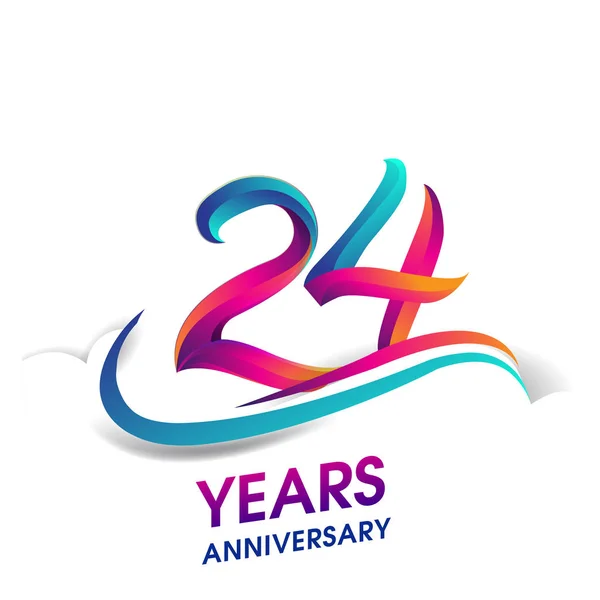 Yıldönümü Kutlama Logo Mavi Kırmızı Renkli Doğum Günü Logosu Beyaz — Stok Vektör