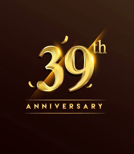Aniversário Brilhante Logotipo Com Confete Dourado Isolado Fundo Escuro Design —  Vetores de Stock