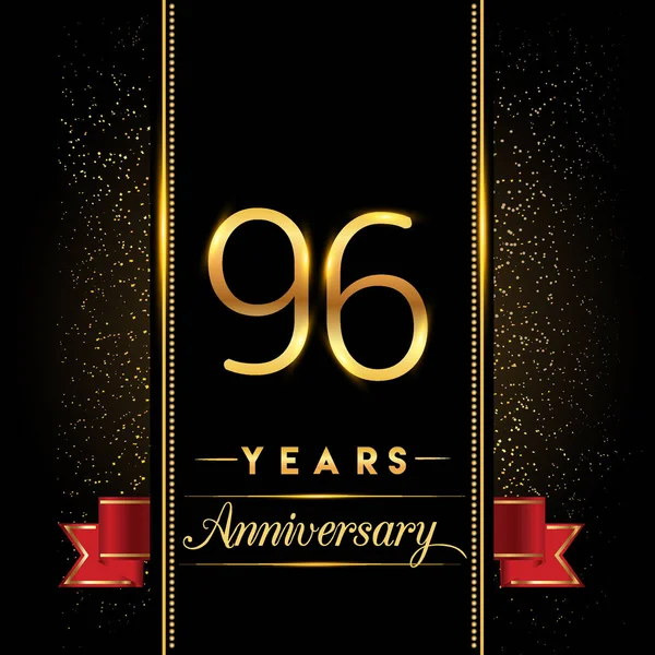 96 yıldönümü kutlama logo. yıldönümü logolu siyah arka plan, vektör tasarımı tebrik kartı ve davetiye için izole renkli konfeti altın
