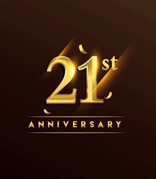 Yıl Dönümü Parlayan Logo Renkli Konfeti Altın Ile Tebrik Kartı — Stok Vektör