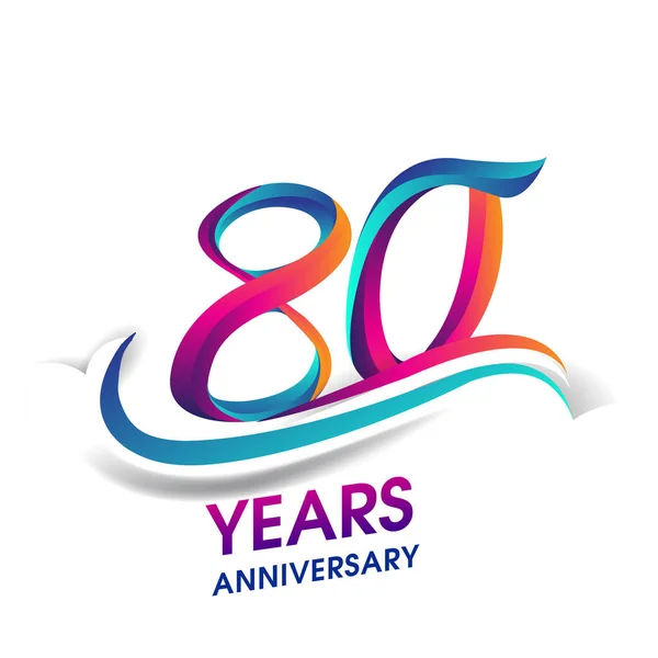 Anniversary Celebration Logotype Blue Red Colored Birthday Logo White Background — Stock Vector